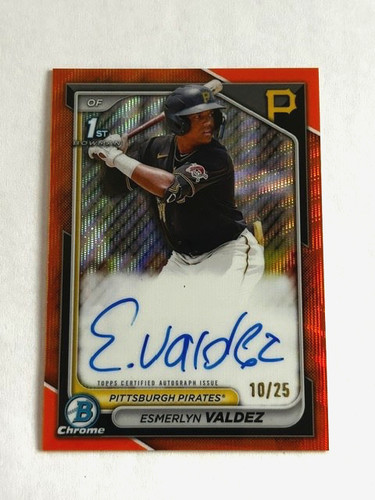 2024 Bowman Chrome 1st Esmerlyn Valdez Orange Wave Refractor Auto 10/25