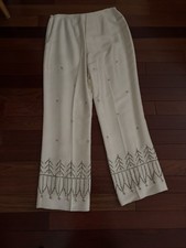 Ann Taylor NWT 100% Silk Size 14 High Rise Side Zip Pants Bugle Bead Design