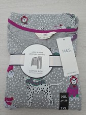 Ladies Marks & Spencer Cotton Rich Pyjamas Plus Size 24-26 NWT 