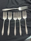 Set of 6 International PRELUDE Sterling Silver 5 Salad Forks and One Dinner Fork
