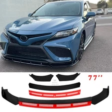 Glossy Front Bumper Lip Splitter Spoiler Red Chin Kit For Toyota Camry SE /XSE