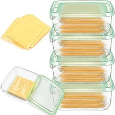 4 Pack Sliced Cheese Container for Fridge, Butter Block slicer clear 
