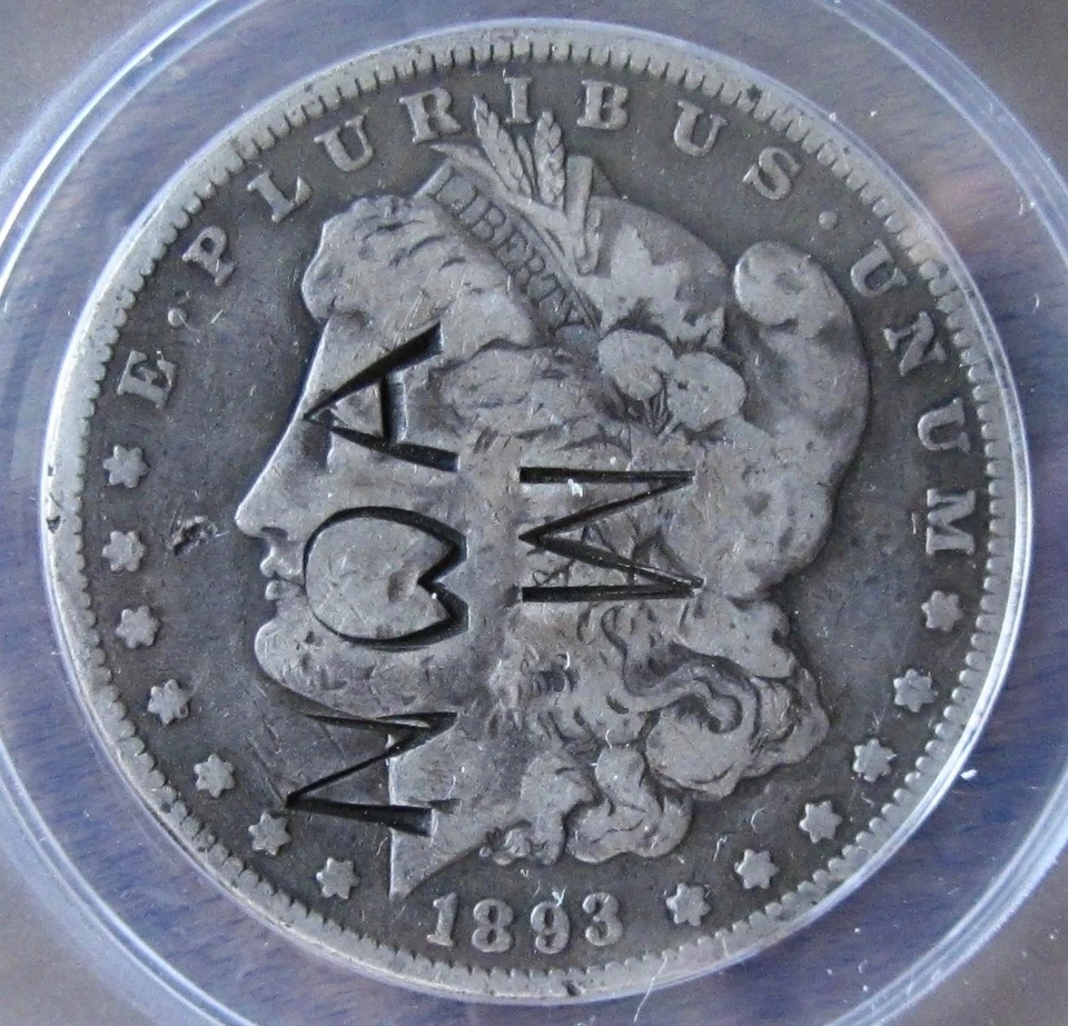 1893 $1 Morgan Silver Dollar Rare Key Date ANACS VG 10 Counter Marked Test Cut - Image 3 of 4