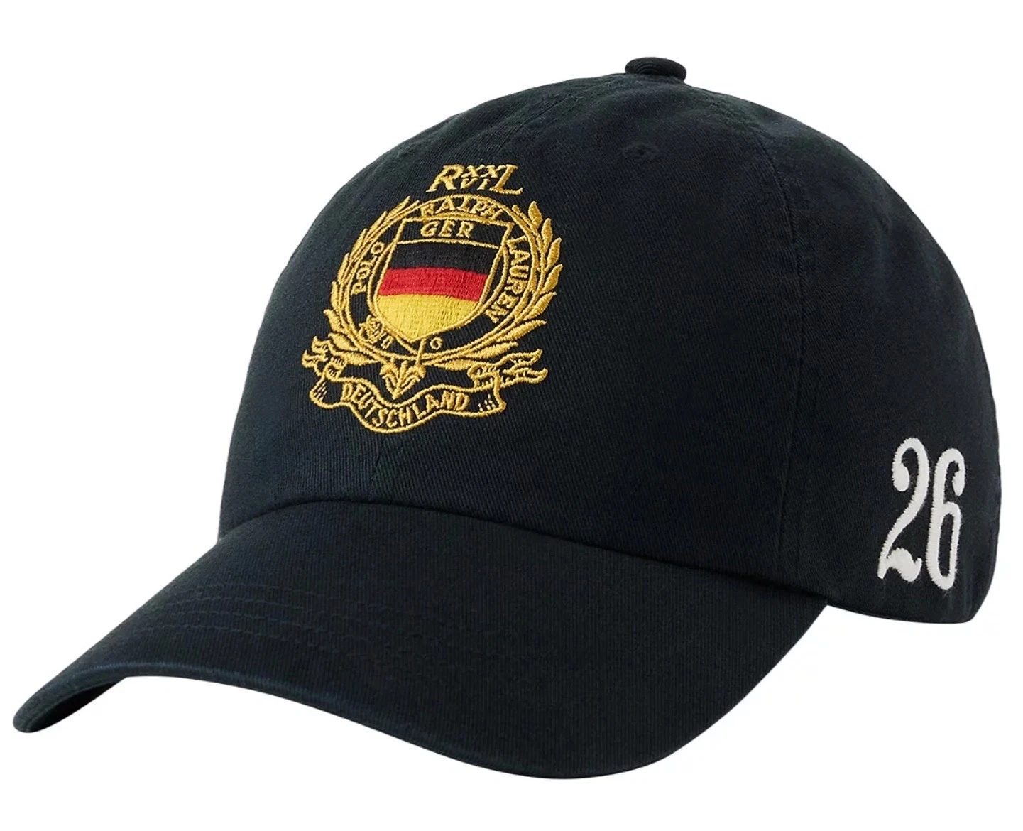 Polo Ralph Lauren Black GERMANY Pony Crest #26 Cotton Twill Baseball Cap Hat