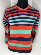 Gant Striped V Neck Sweater Sz Medium Red/blu...