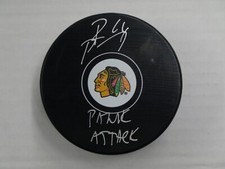 RICHARD PANIK SIGNED CHICAGO BLACKHAWKS TEAM PUCK INSCRIBED PANIK ATTACK BAS COA