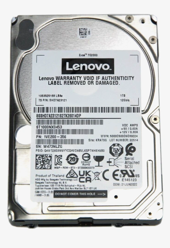 Box of 40 Lenovo Seagate 1TB 7.2K SAS 12Gb/s 2.5" HDD ST1000NX0453 SHD7A23121 - Image 3 of 4