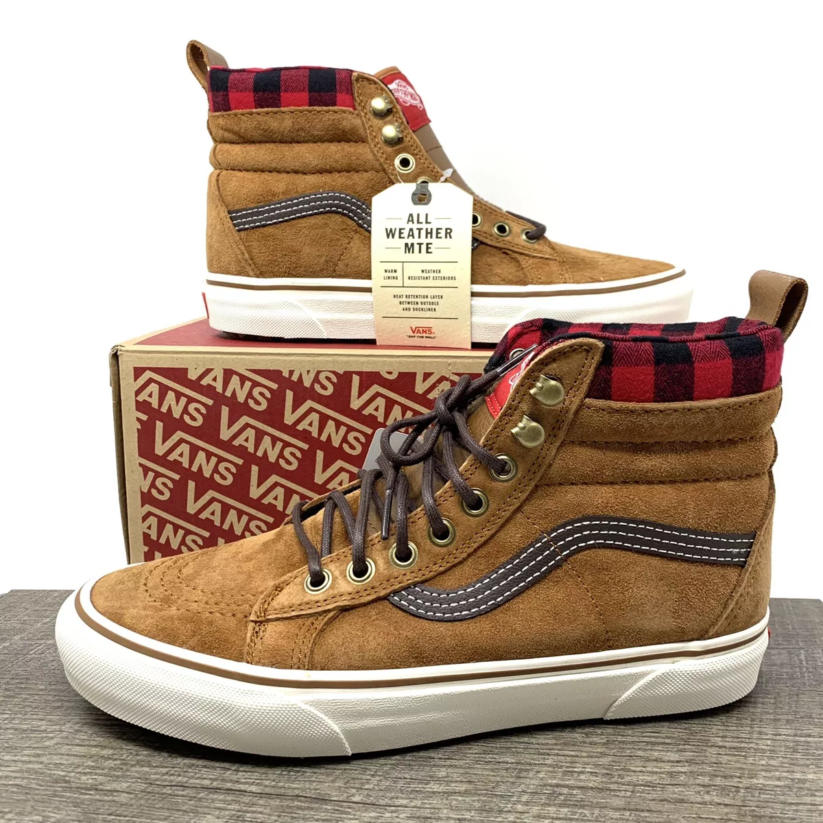 Vans brown flannel discount