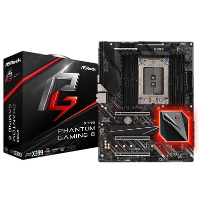 ASRock AMD X399 Motherboard X399 Phantom Gaming 6 Socket TR4 DDR4 SATA3 M.2 NEW