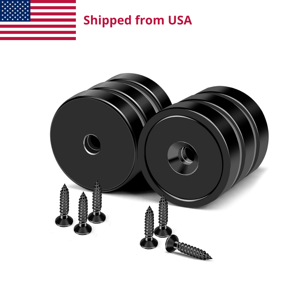 30Lbs Black Strong Magnets with Hole Hooks Rare Earth Strong Heavy Duty Hangers