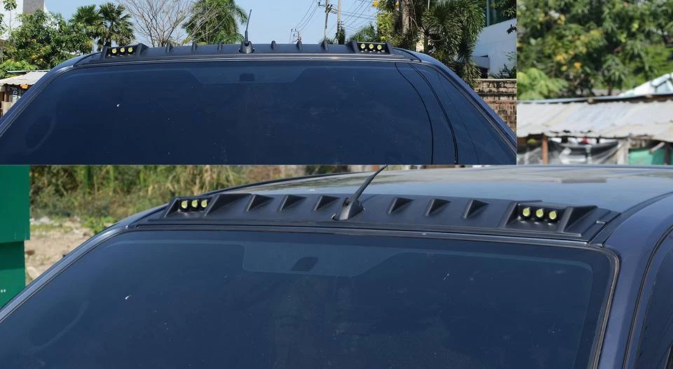 LED Front Roof Spoiler Cover Black 1 Pc Fit Isuzu D-max Holden Rodeo 2016 - 2017 Foto 2 de 3