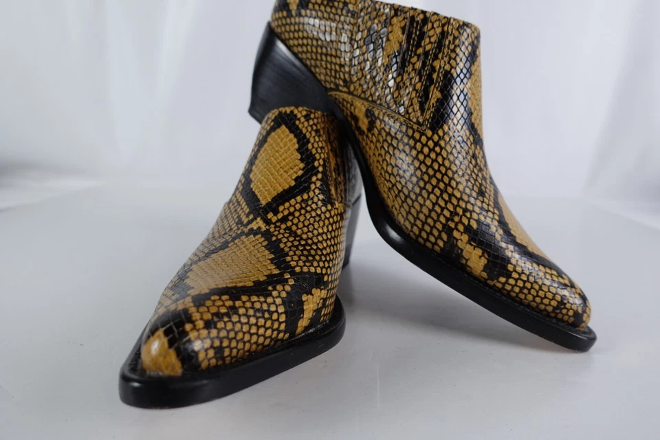 Botas de tornozelo femininas Chloe tamanho 37 estampa de cobra 7 botas pontudas casuais EUA - Imagem 3 de 4