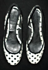 Ballet Flats Shoes Polka Dot Capelli Textile Faux Leather Casual Shoes sz 8