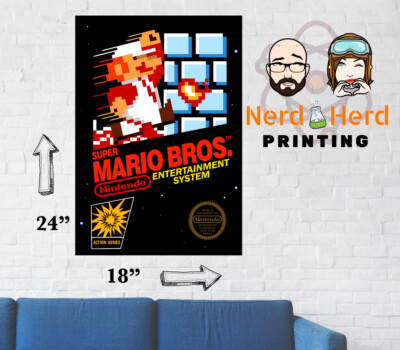 Super Mario Bros. NES Box Art Poster Multiple Sizes 11x17-24x36