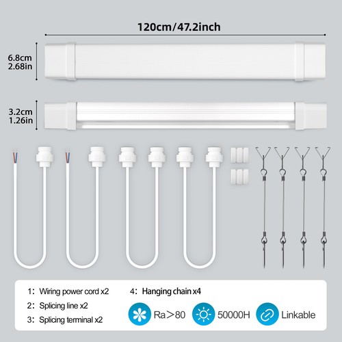 Lampada LED per ambienti umidi lampada per vasca luce 60/90/120/150 cm incl. tubo T8 IP65 - Foto 188 di 195