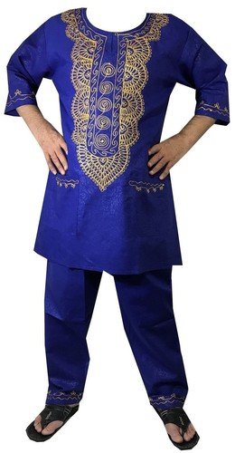Men's Dashiki Shirt African Ethnic Rayon Brocade traditional 3pcs set XL Size - Picture 2 of 2