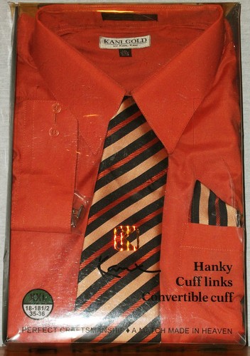 KARL KANI MENS BURNT ORANGE DRESS SHIRT 