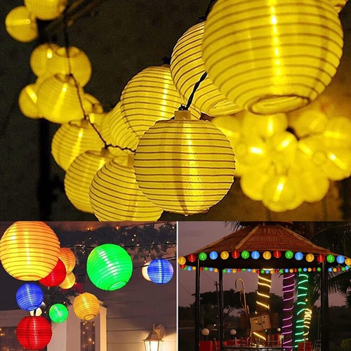 Solar LED Lichterkette Lampions Laterne Außen Beleuchtung Garten Party Lampion - Bild 3 von 25