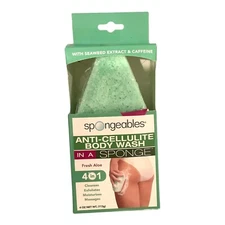 Spongeables Anti-Cellulite Body Wash in a Sponge Aloe Cleans Exfoliate 4 oz New!
