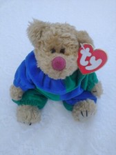 Piccadilly the clown, 1993, Attic Treasures, Ty beanie babie blue/green, P.V.C.