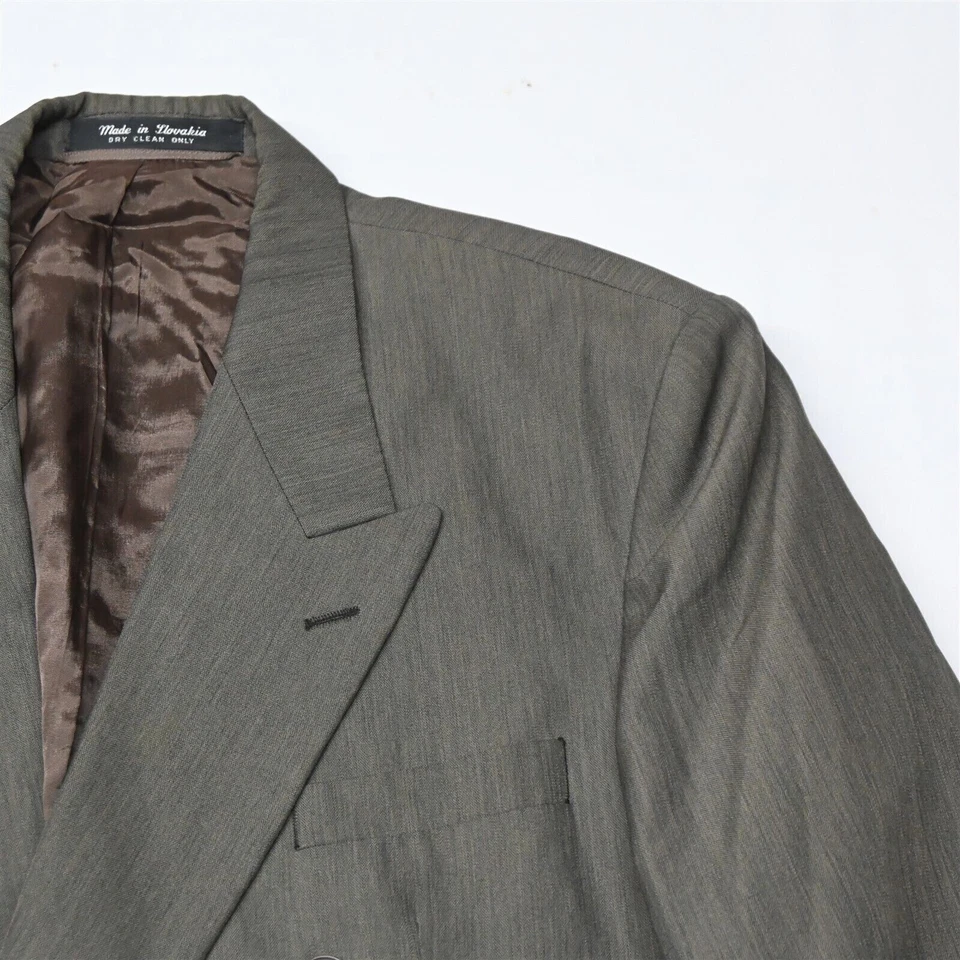 Vtg Carlo Orestes 48L 40x36 Brown Double Breasted Mens Coat Jacket Pants Suit - Image 2 of 4