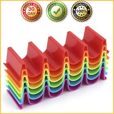 6-PACK TACO HOLDER PLATE STAND Colorful Sturdy Style Wave Shape 4 Taco Tray Rack