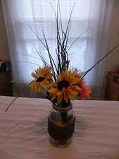 Hand Made, Fall Flowers Mason Jar Wedding Table Centerpieces