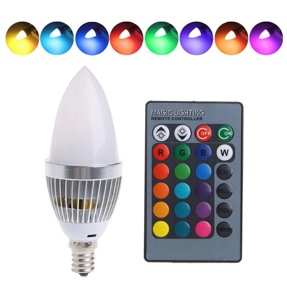 3W E12 E14 RGB LED Bulb 16 Colors Changing Candle Light Lamp with Remote Control - Image 3 of 4