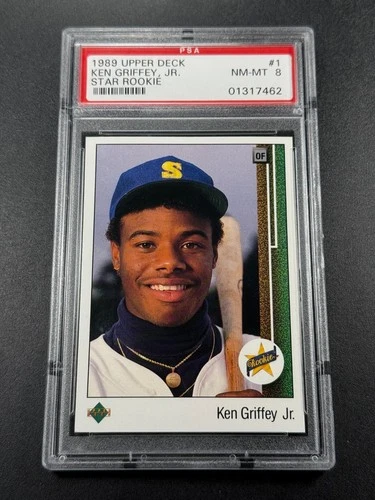 KEN GRIFFEY JR 1989 UPPER DECK #1 STAR ROOKIE CARD RC NM-MINT PSA 8 HOF MARINERS