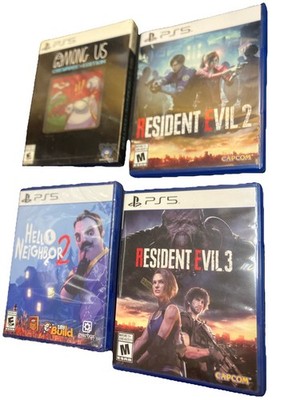 lot of four PS5  games, resident evil two and three, among us,hello neighbor