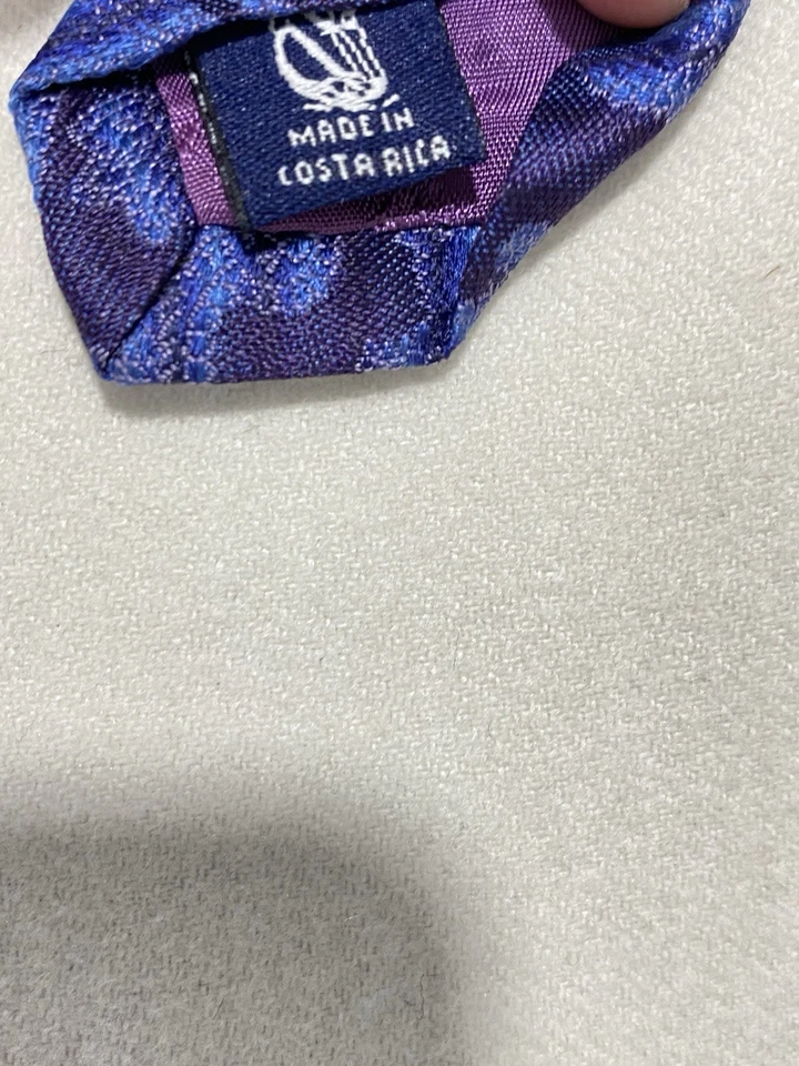 Nautica 紫色佩斯利丝绸男式领带 M 哥斯达黎加 Ex Con — 第 4/4 张图片