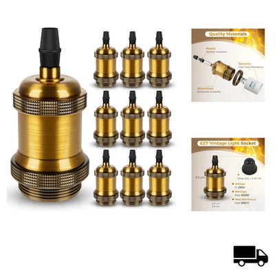 DiCUNO E27 Lampenfassung Vintage Brass 10er Pack Keramik Aluminium Ant
