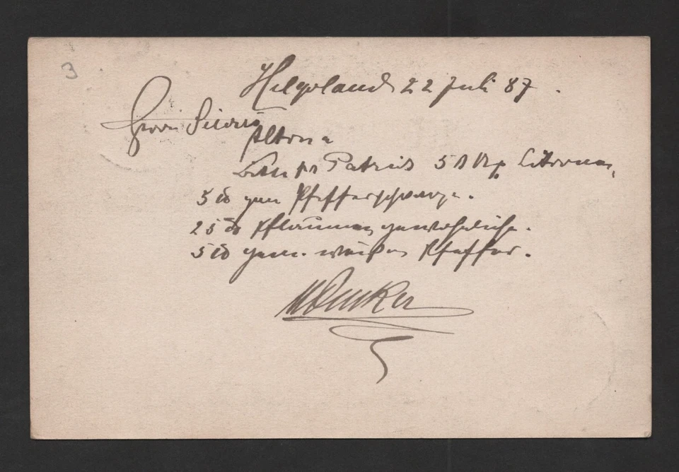 GERMANY HELIGOLAND 10PF FOREIGN POSTCARD DATED JY.23.1887 TO ALTON - Image 2 of 2