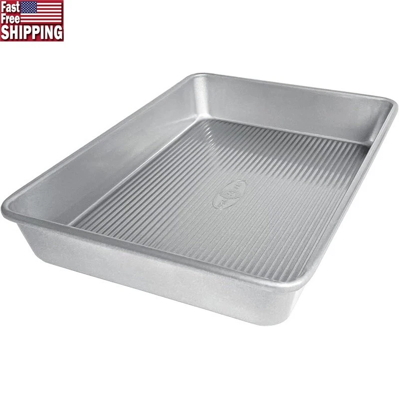 Nonstick Rectangular Cake Pan Aluminized Steel Seamless Bakeware Easy Clean Up