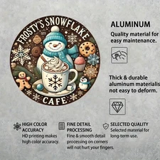Winter Snowflake Cafe Metal Wall Decor - Frosty Hot Chocolate Mug W/Marshmallows