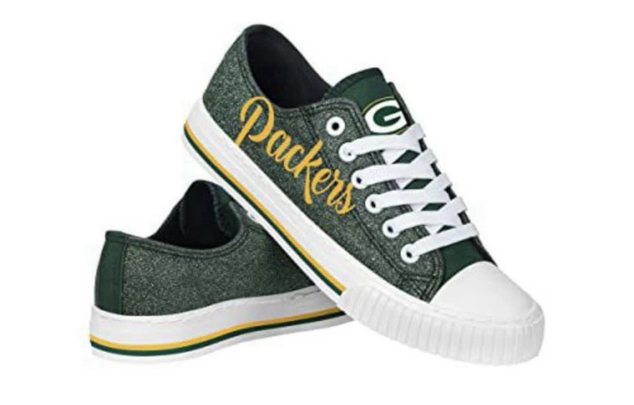 FOCO Green Bay Packers Women&rsquo;s Low Top Canvas Lace-Up Snea