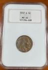 1937-S Buffalo Nickel NGC MS64 • Old Rattler Holder / Toned