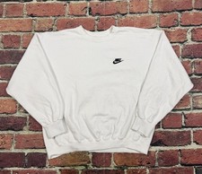VTG Nike Air Mini Swoosh Spell Out Crewneck Sweatshirt White Large USA 80s 90s