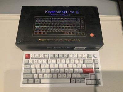 Keychron Q1 Pro QMK/VIA Wireless Custom Mechanical Keyboard, Red Switches - White