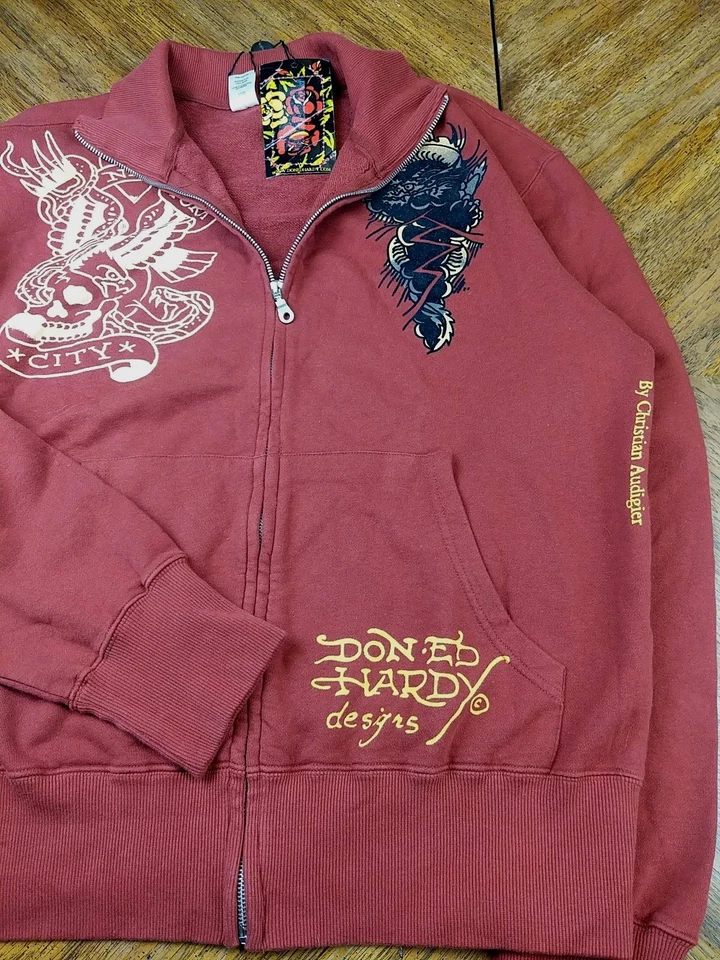 Sudadera ED HARDY x Christian Audigier Cremallera Completa Talla XXL Death Before Dishonor Foto 2 de 4