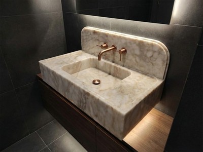 Handcrafted Calacatta Gold Marble Sink | Custom Size Bathroom Vanity Basin