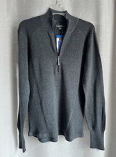 NWT Eddie Bauer L 1/2 Zip Raglan L/S Sweater Pullover Cotton Blend Charcoal Gray