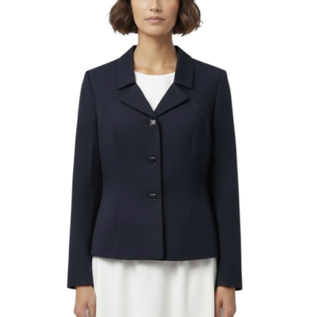 NWT $200 Collections For Le Suit Blazer 14 Navy Blue Lozenge Pattern Diamond