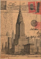 Vintage Style Chrysler Building New York City NEW 2025 Image Card 4x6 Blank Back