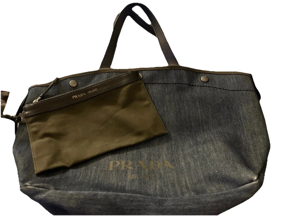 Prada 2 Way Reversible Denim Tote - Image 2 of 4