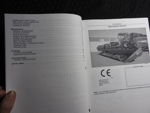 Véritable Étui IH 2062 Draper Combinez Grain Header Opérateurs Manuel Menthe - Photo 5 sur 9