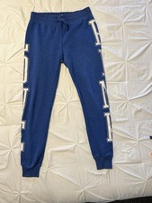 Victoria's Secret Pink Vintage Y2K Lowrise Cropped Sweatpants Blue  White Logo