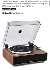 1 by ONE Vinyl Record Player with Bluetooth Input, All-in- One Turntable