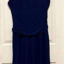 Nine West Women's Blue Sleeveless Ruched Jersey Stretch Cocktail Dress