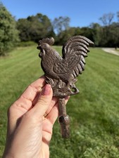 Rooster Wall Hook Hanger Cast Iron Rustic Brown Finish Antique Style